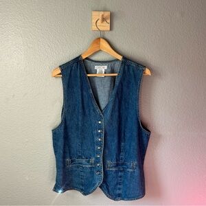 Vintage Cherokee Denim Button Front Vest Women’s Large